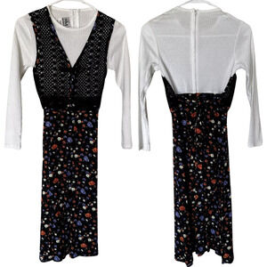 Vintage 80s Girl Dress Sz 12 Fit and Flare My Michelle White Black Rare